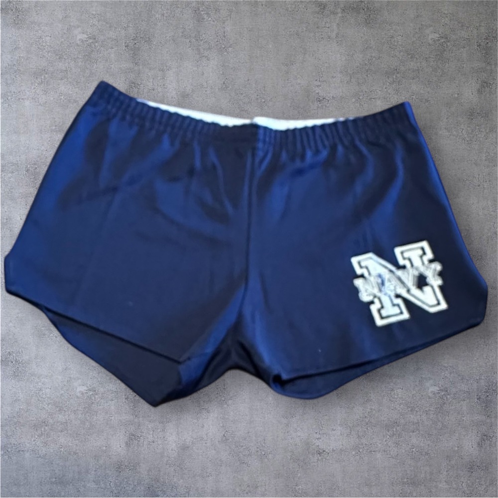 Vintage Navy Athletics Shorts Elastic Waist Naval Academy Y2K
